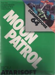Box cover for Moon Patrol on the Commodore 64.