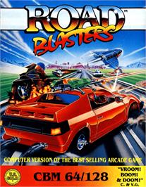 Box cover for RoadBlasters on the Commodore 64.