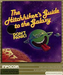 Box cover for The Hitchhiker's Guide to the Galaxy on the Commodore 64.