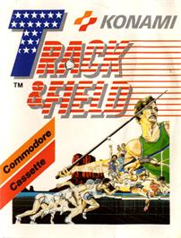 Box cover for Track & Field on the Commodore 64.