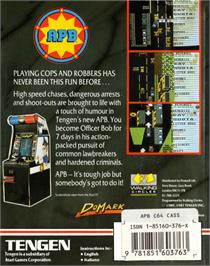 Box back cover for APB on the Commodore 64.