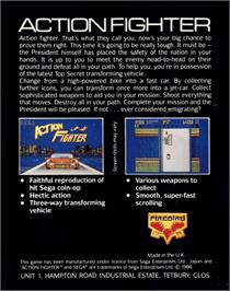 Box back cover for Action Fighter on the Commodore 64.
