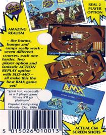 Box back cover for BMX Simulator on the Commodore 64.