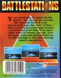 Box back cover for Battle Stations on the Commodore 64.