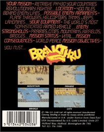 Box back cover for Breakthru on the Commodore 64.