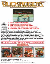Box back cover for Buck Rogers: Planet of Zoom on the Commodore 64.