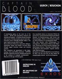 Box back cover for Captain Blood on the Commodore 64.
