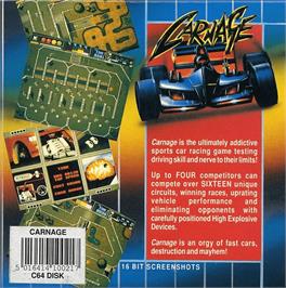 Box back cover for Carnage on the Commodore 64.
