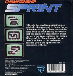 Box back cover for Championship Sprint on the Commodore 64.