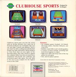Box back cover for Clubhouse Sports on the Commodore 64.