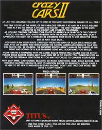 Box back cover for Crazy Cars 2 on the Commodore 64.