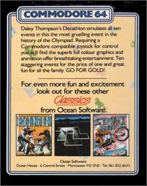 Box back cover for Daley Thompson's Decathlon on the Commodore 64.