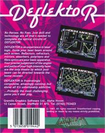 Box back cover for Deflektor on the Commodore 64.