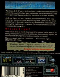 Box back cover for Dominator on the Commodore 64.