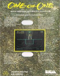Box back cover for Dr. J and Larry Bird Go One on One on the Commodore 64.