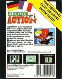 Box back cover for Elevator Action on the Commodore 64.