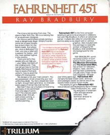 Box back cover for Fahrenheit 451 on the Commodore 64.