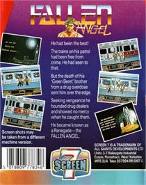 Box back cover for Fallen Angel on the Commodore 64.