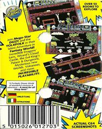Box back cover for Fantasy World Dizzy on the Commodore 64.