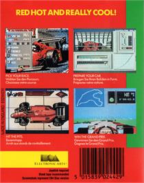 Box back cover for Ferrari Formula One on the Commodore 64.
