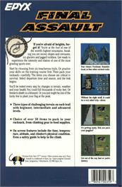 Box back cover for Final Assault on the Commodore 64.