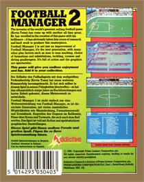 Box back cover for Football Manager 2 on the Commodore 64.
