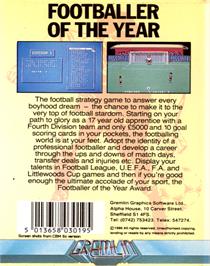 Box back cover for Footballer of the Year on the Commodore 64.