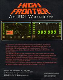 Box back cover for High Frontier on the Commodore 64.