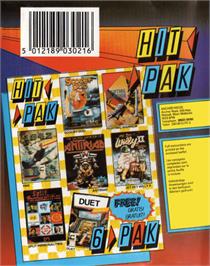 Box back cover for Hit Pak: 6 Pak on the Commodore 64.