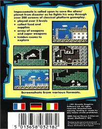 Box back cover for Impossamole on the Commodore 64.
