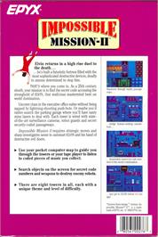 Box back cover for Impossible Mission II on the Commodore 64.