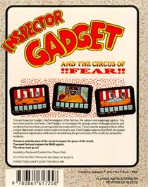 Box back cover for Inspector Gadget and the Circus of Fear on the Commodore 64.