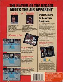 Box back cover for Jordan vs. Bird: One-on-One on the Commodore 64.