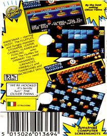 Box back cover for Kwik Snax on the Commodore 64.