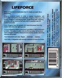 Box back cover for Life Force on the Commodore 64.