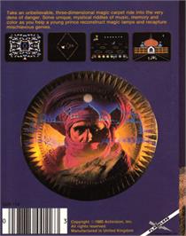 Box back cover for Master of the Lamps on the Commodore 64.