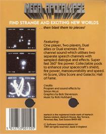Box back cover for Mega-Apocalypse on the Commodore 64.
