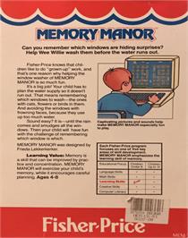 Box back cover for Memory Manor on the Commodore 64.