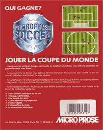 Box back cover for Microprose Pro Soccer on the Commodore 64.