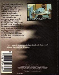 Box back cover for Mindshadow on the Commodore 64.