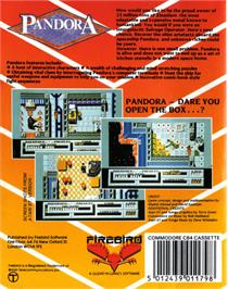 Box back cover for Pandora on the Commodore 64.