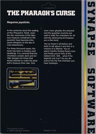 Box back cover for Pharaoh's Curse on the Commodore 64.