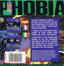 Box back cover for Phobia on the Commodore 64.