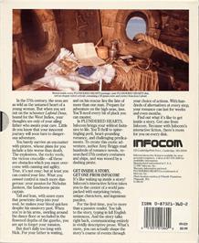Box back cover for Plundered Hearts on the Commodore 64.