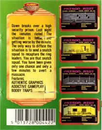 Box back cover for Prison Riot on the Commodore 64.