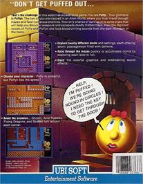 Box back cover for Puffy's Saga on the Commodore 64.