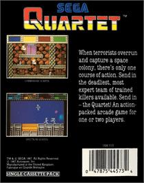 Box back cover for Quartet on the Commodore 64.