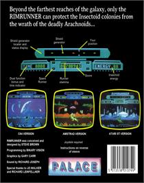 Box back cover for Rimrunner on the Commodore 64.