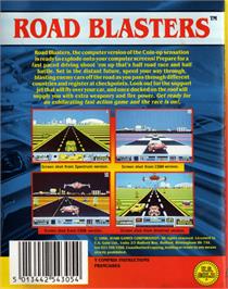 Box back cover for RoadBlasters on the Commodore 64.
