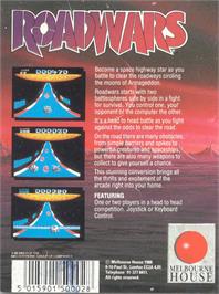 Box back cover for Roadwars on the Commodore 64.